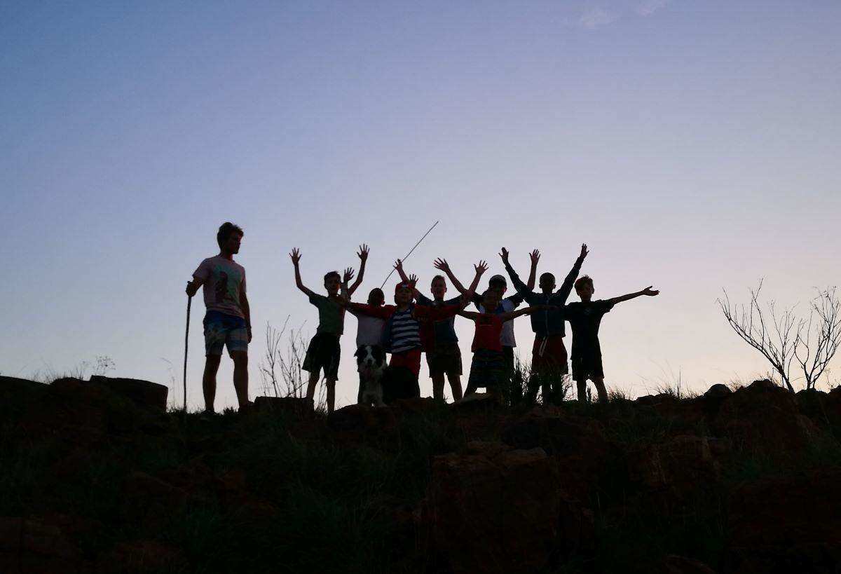 silhouette of children