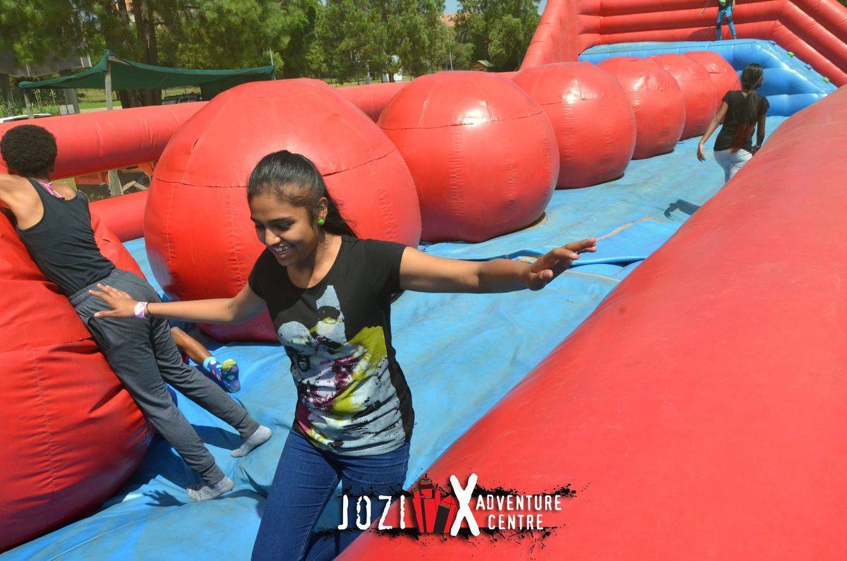 girl on giant inflatable